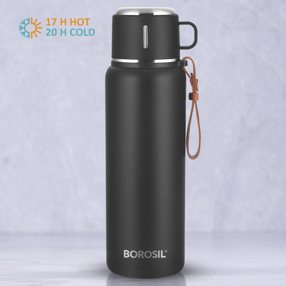 My Borosil Stainless Steel Bottles 900 ml Cruise Insulated Bottle, Black, 900 ml