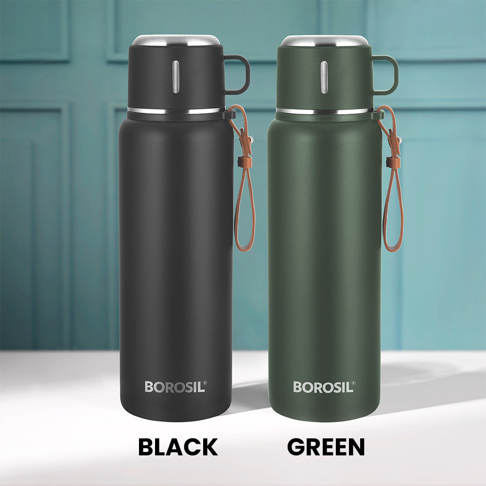 My Borosil Stainless Steel Bottles 900 ml Cruise Insulated Bottle, Black, 900 ml