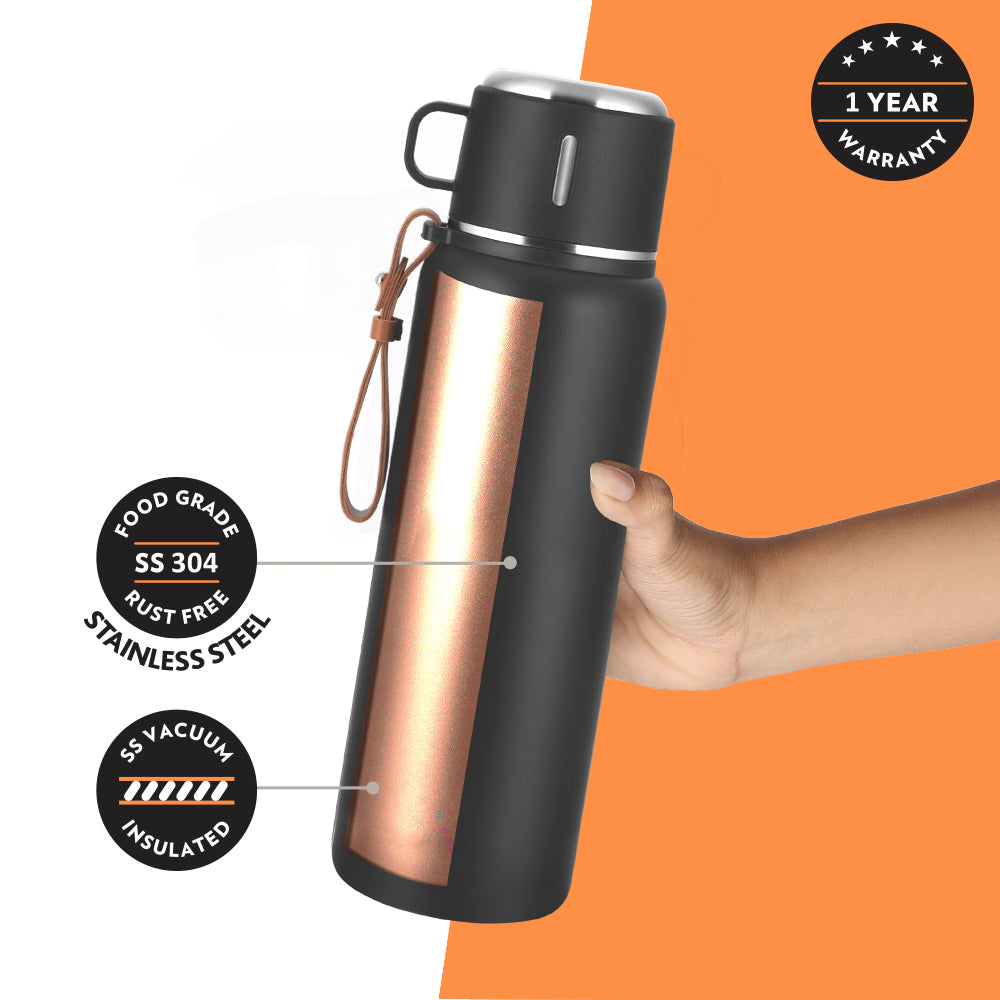 My Borosil Stainless Steel Bottles 900 ml Cruise Insulated Bottle, Black, 900 ml