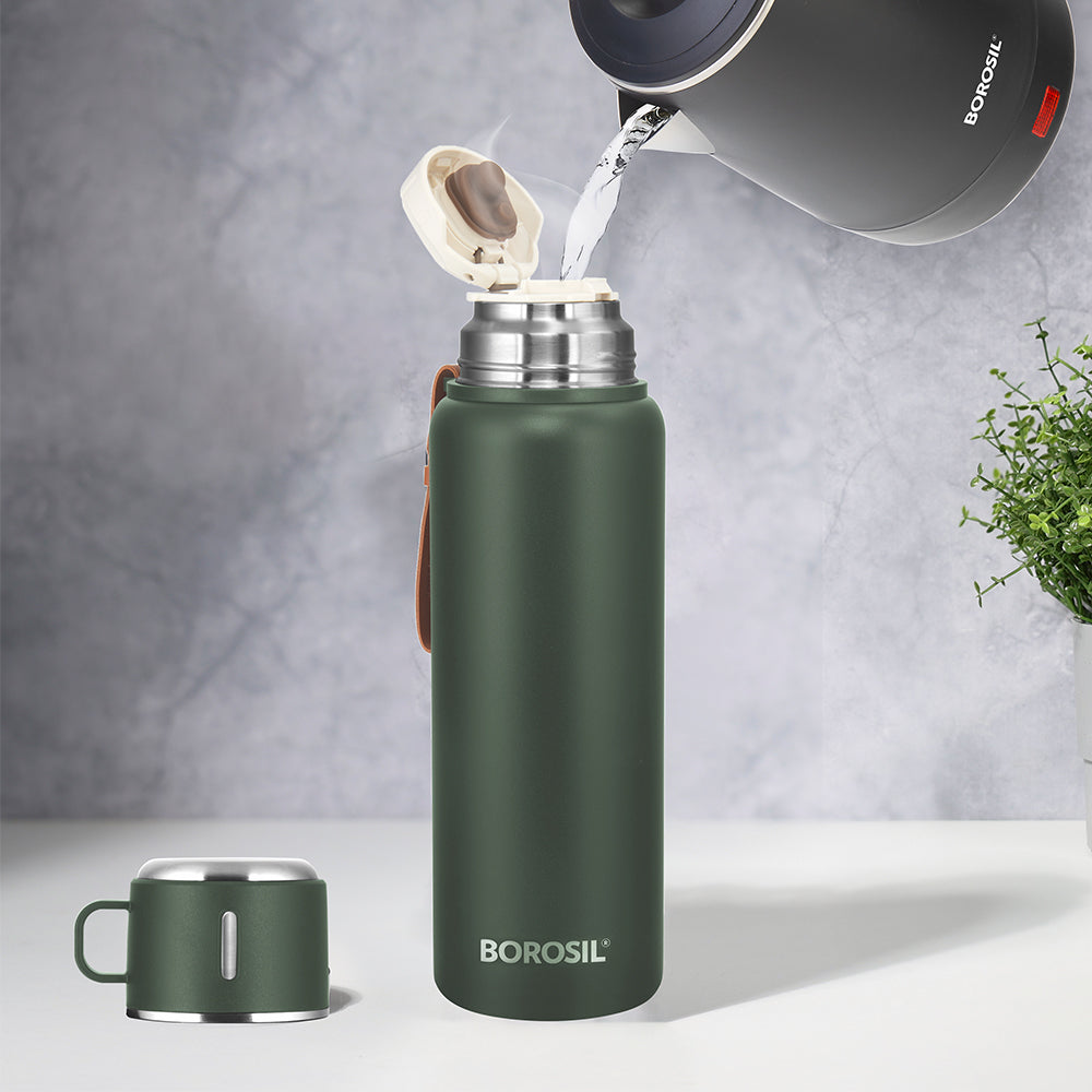 My Borosil Stainless Steel Bottles 900 ml Cruise Insulated Bottle, Green, 900 ml