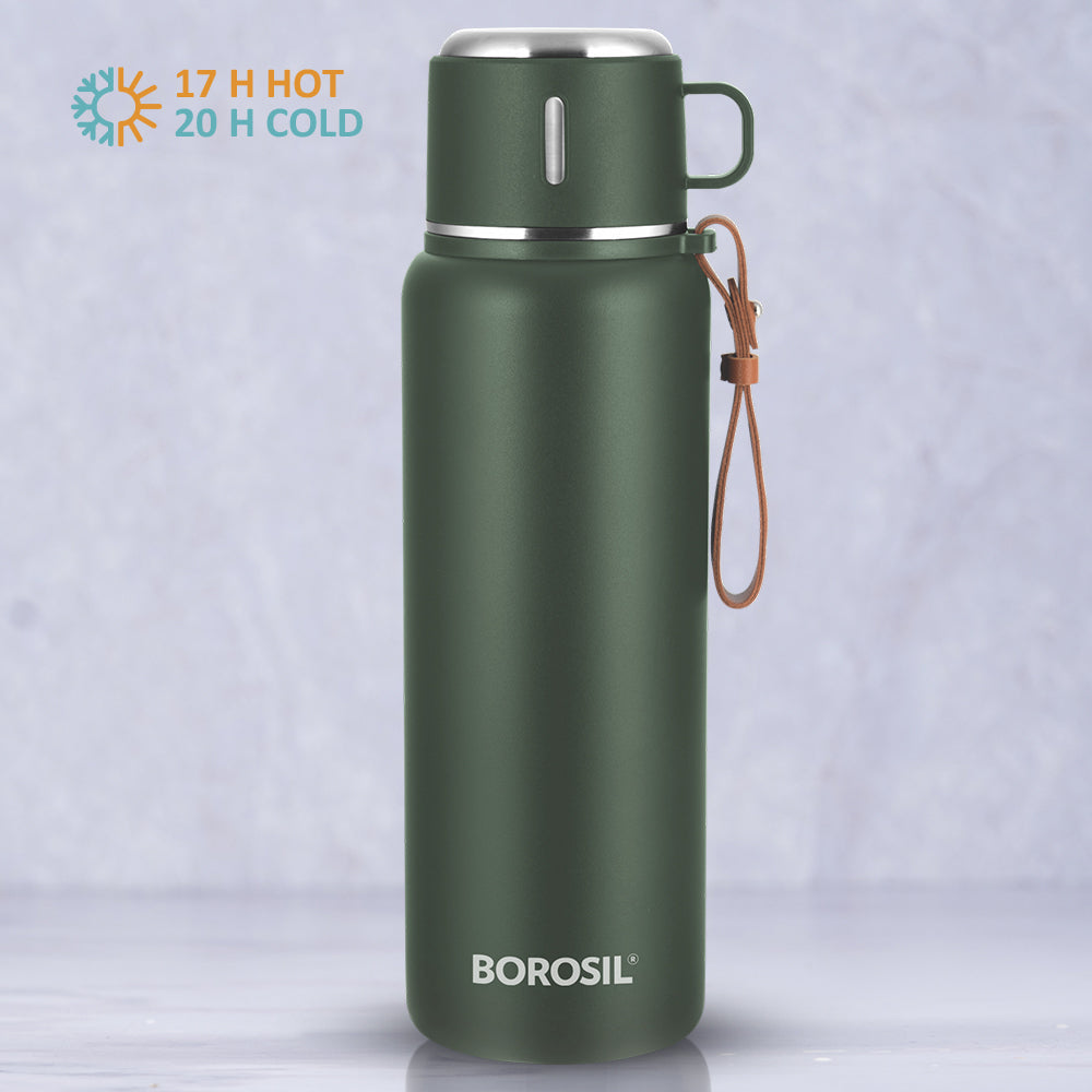 My Borosil Stainless Steel Bottles 900 ml Cruise Insulated Bottle, Green, 900 ml