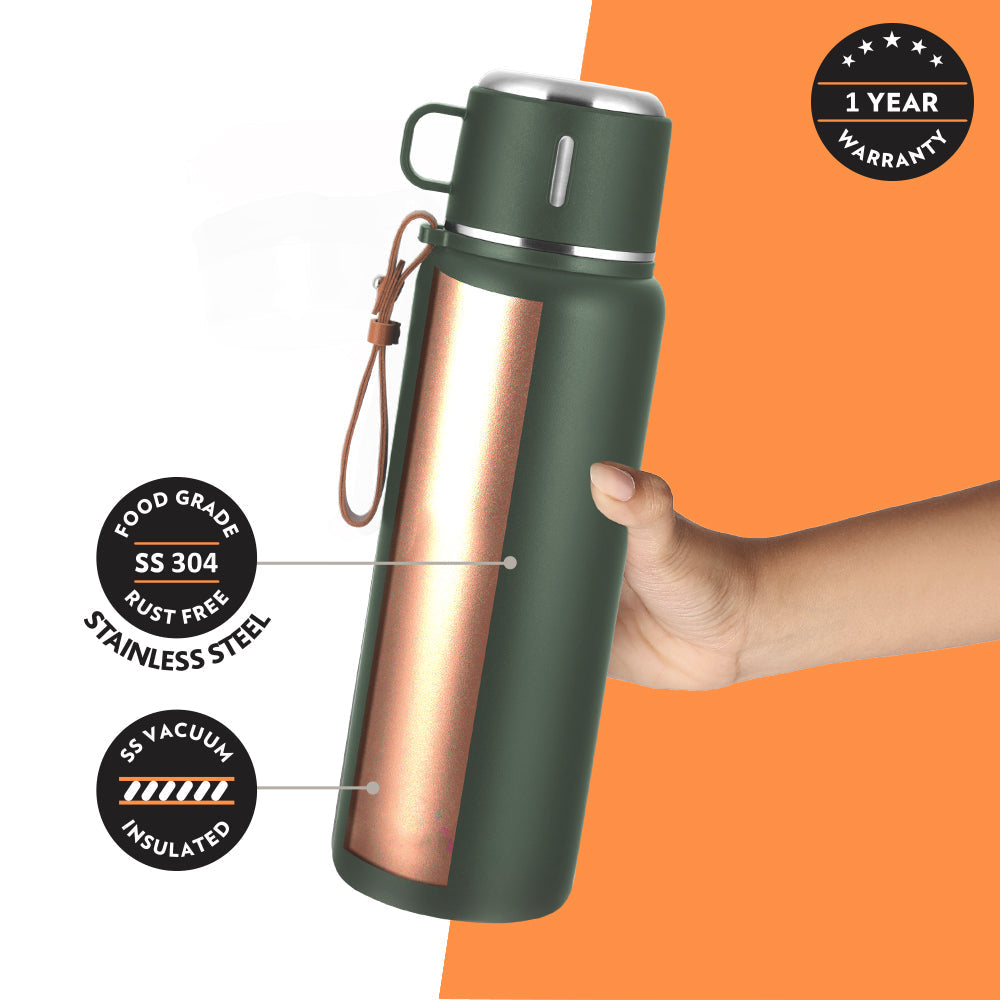 My Borosil Stainless Steel Bottles 900 ml Cruise Insulated Bottle, Green, 900 ml