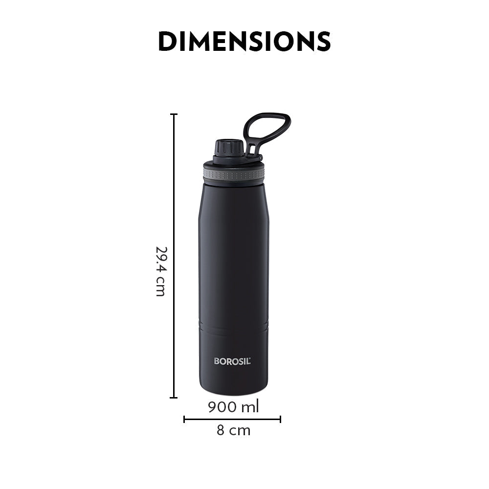 My Borosil Stainless Steel Bottles Borosil Gosport Black Personalise