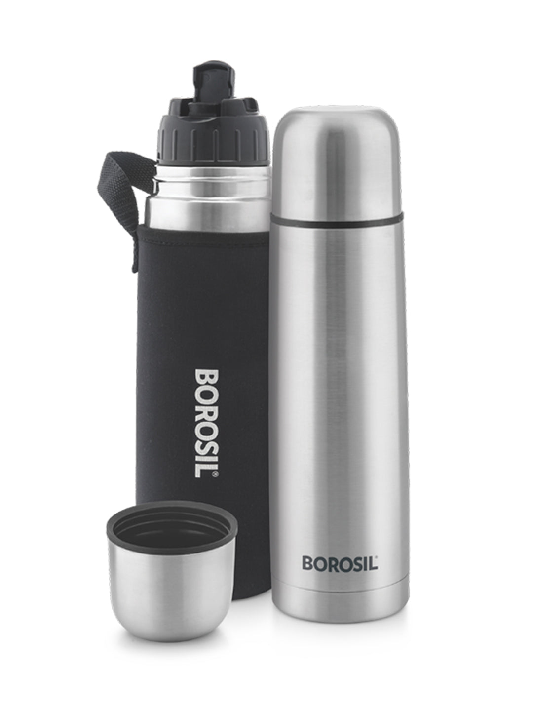 My Borosil Stainless Steel Bottles Thermo Flask, Black