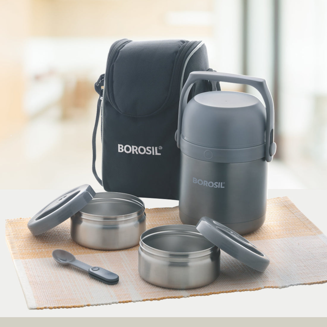 My Borosil Stainless Steel Lunchboxes 2 Containers Borosil Hot n Fresh Lunchbox, 2 container