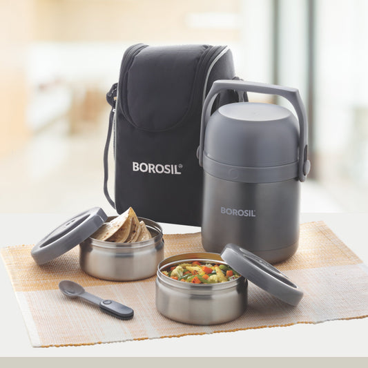 My Borosil Stainless Steel Lunchboxes 2 Containers Borosil Hot n Fresh Lunchbox, 2 container