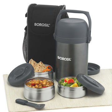 Buy Borosil Carry Fresh Stainless Steel Lunch Box/Tiffin Box Set Insulated  - Grey Online at Best Price of Rs 869 - bigbasket