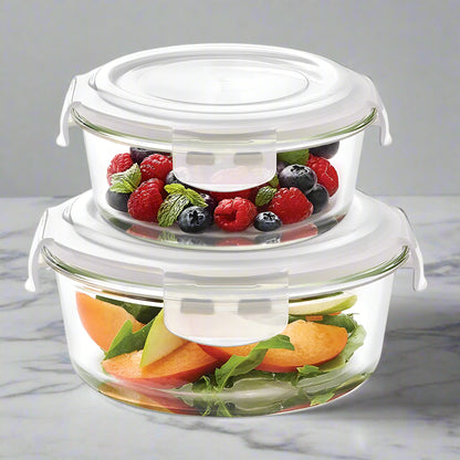 My Borosil Storage Containers 240 ml + 400 ml Klip n Store Round Set of 2 Glass Containers