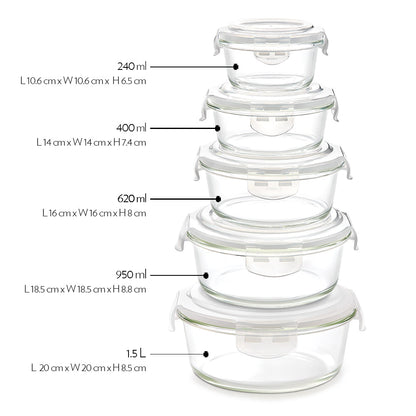 Tuff-Glass Klip n Store, Round, Set of 2, Containers
