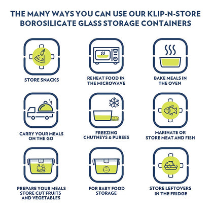 Tuff-Glass Klip n Store, Square, Set of 2, Containers