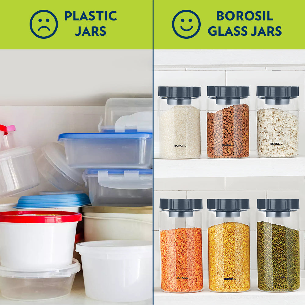 Borosil EasyScoop Endura Airtight Glass Jar, 900ml