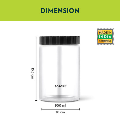 Endura Airtight Glass Jar with Black Lid