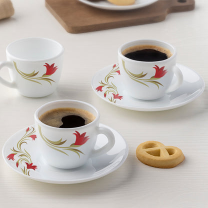 Larah Lily Cup n Saucer Set, Red