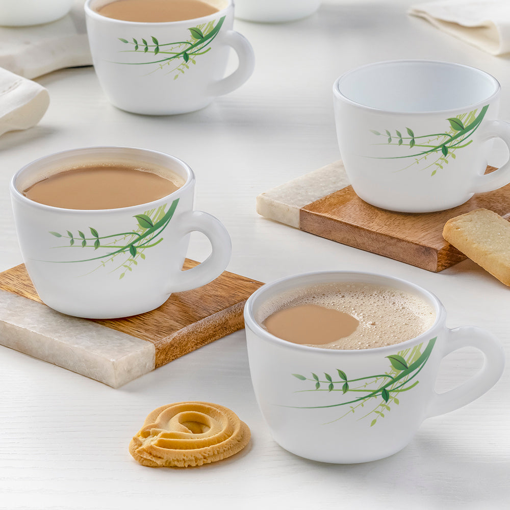 Larah by Borosil Green Herbs Cup Set, 90ml x 6