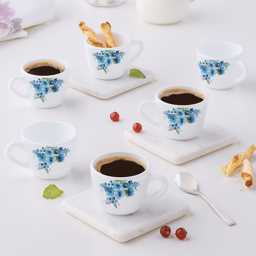 Larah by Borosil Pansy Cup Set, 90ml x 6