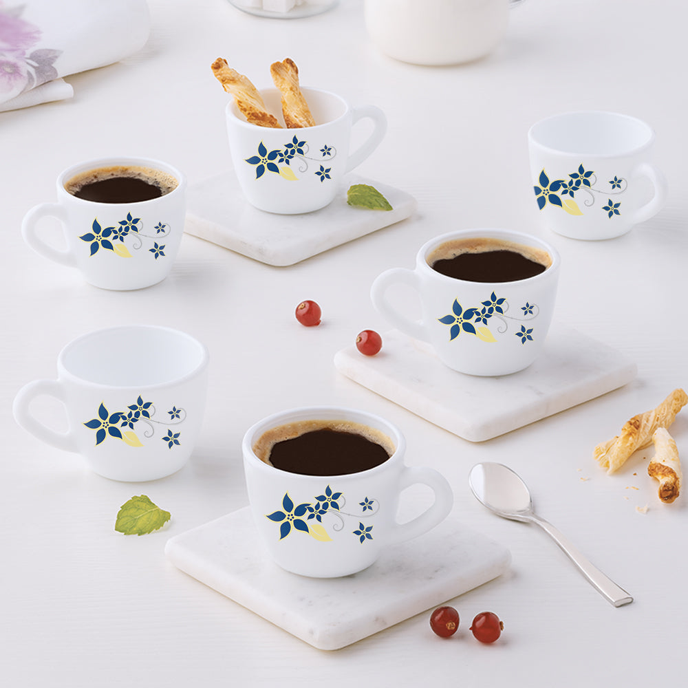 Larah by Borosil, Opalware, Microwave Safe, Viva Cup Set of 6, 140ml