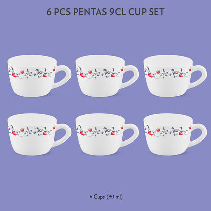 Larah by Borosil Pentas Cup Set, 140ml x 6