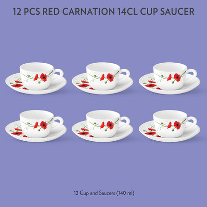 Larah Carnation Cup n Saucer Set, Red