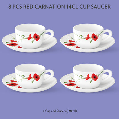 Larah Carnation Cup n Saucer Set, Red
