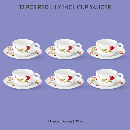 Larah Lily Cup n Saucer Set, Red