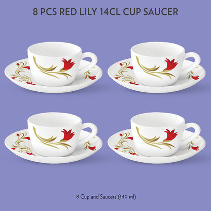 Larah Lily Cup n Saucer Set, Red