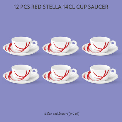 Larah Stella Cup n Saucer Set, Red