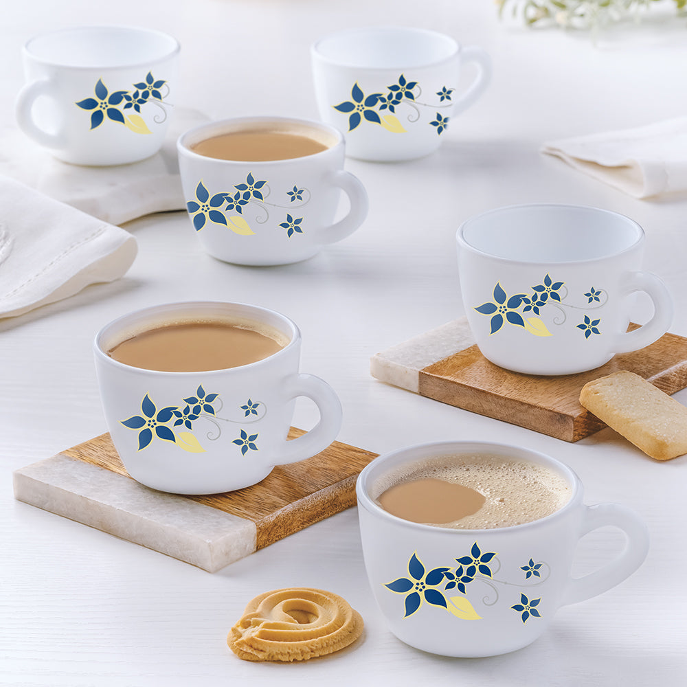 Larah by Borosil, Opalware, Microwave Safe, Viva Cup Set of 6, 140ml