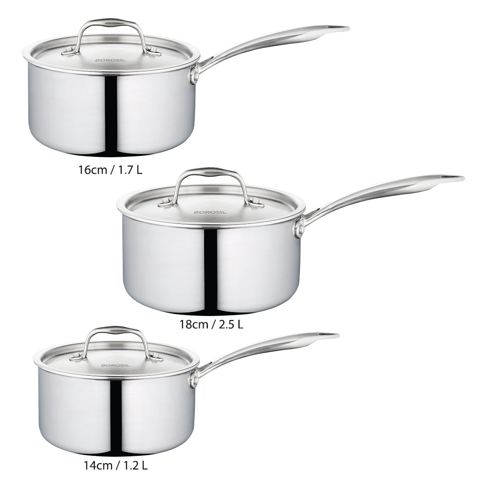 My Borosil Tope & Saucepans Borosil Cookfresh Five-ply Sauce Pan