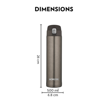 My Borosil Stainless Steel Bottles 500 ml Nova Titanium