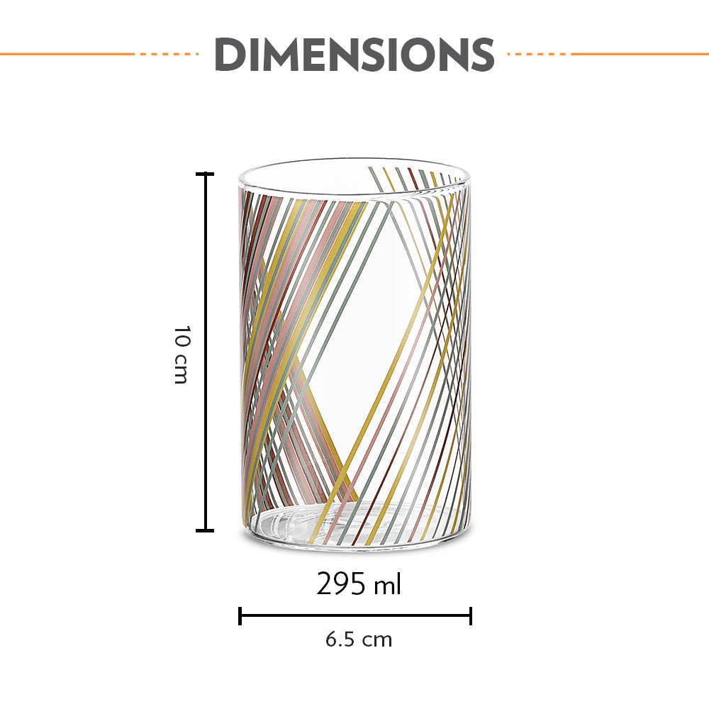 My Borosil Tumblers 295 ml x 6 Prism Vision Glass, Set of 6