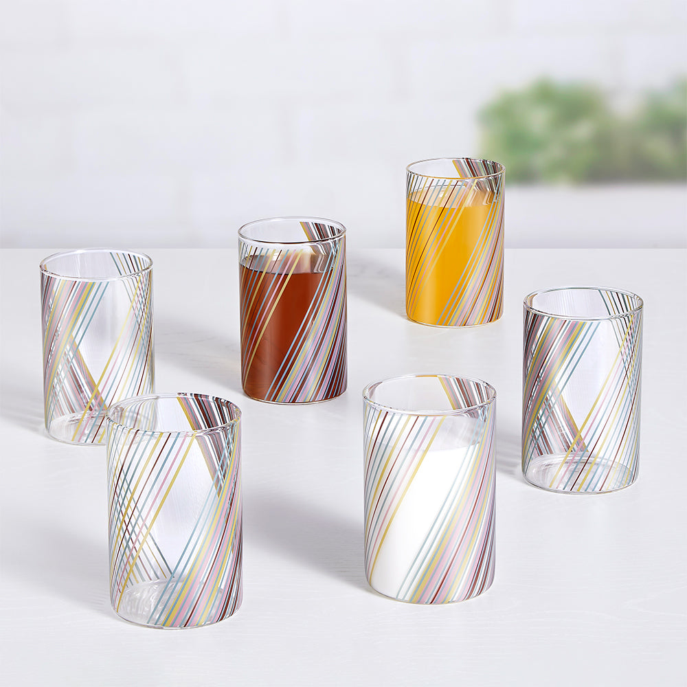 My Borosil Tumblers 295 ml x 6 Prism Vision Glass, Set of 6