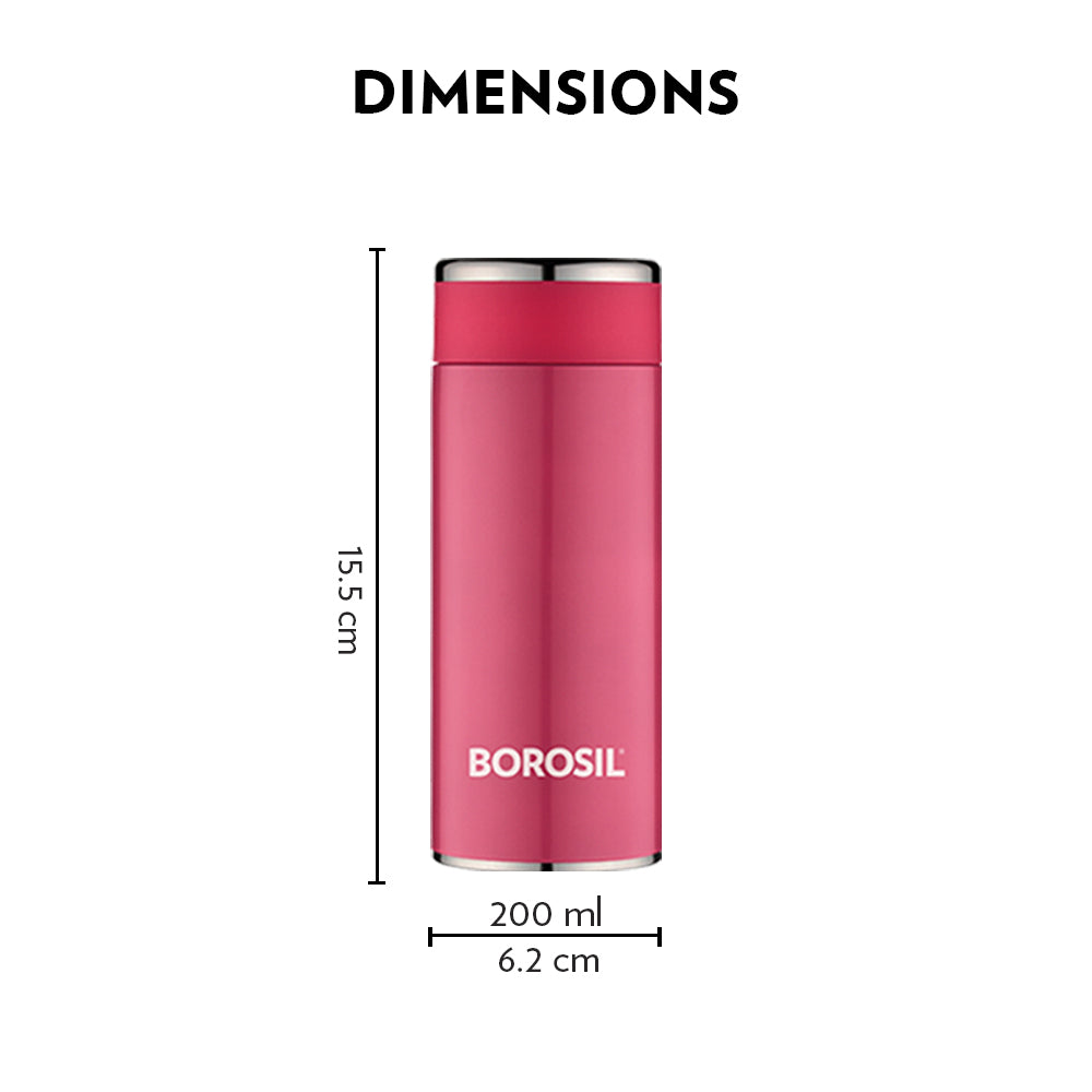Borosil Travelsmart Pink Personalise, 360ml