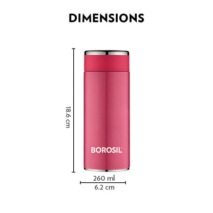 Borosil Travelsmart Pink Personalise, 360ml