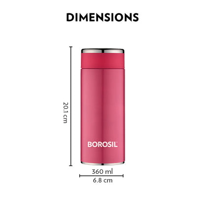 Borosil Travelsmart Pink, 360ml