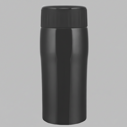 Black Borosil thermos bottle on a white background