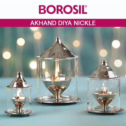 Borosil Akhand Diya, Nickel, Small