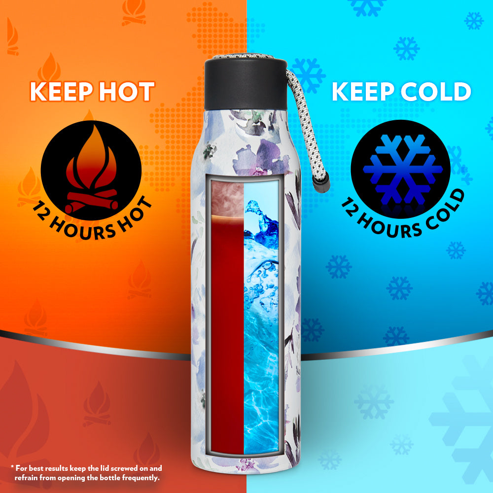 My Borosil Stainless Steel Bottles 600 ml Aquasoul Flora