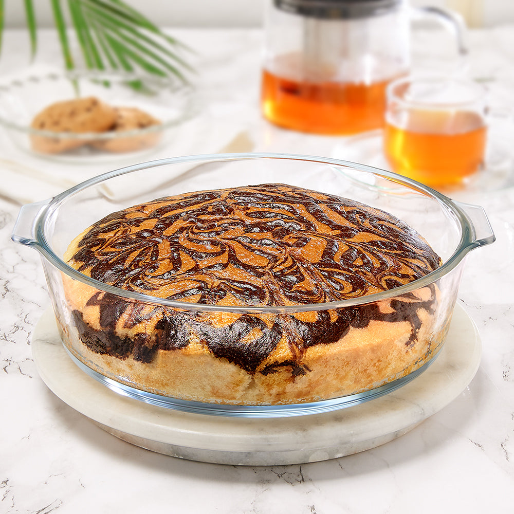 Borosil Round Cake Dish w Handle, 1.2L