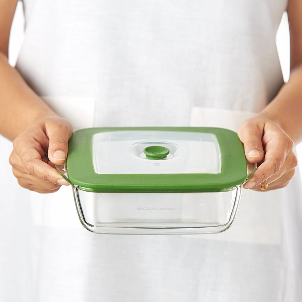 My Borosil Baking Dishes Square Dish w Green Lid