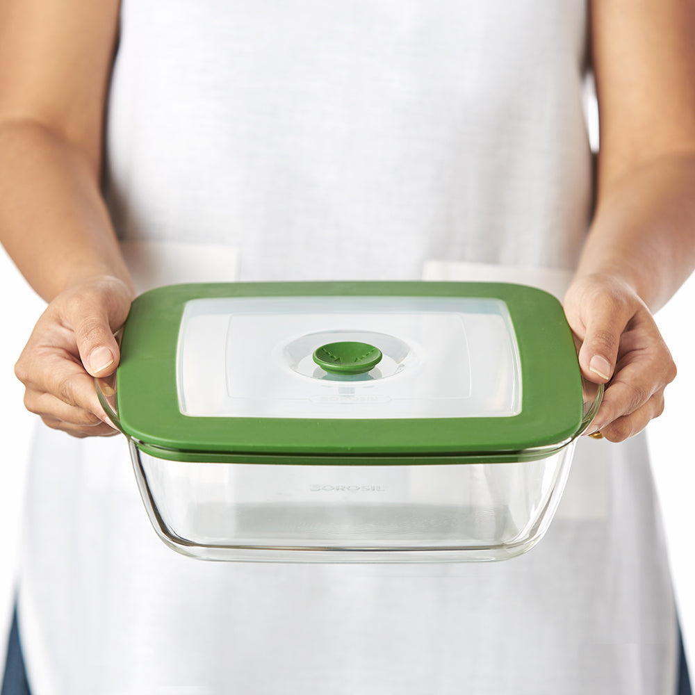 My Borosil Baking Dishes Square Dish w Green Lid