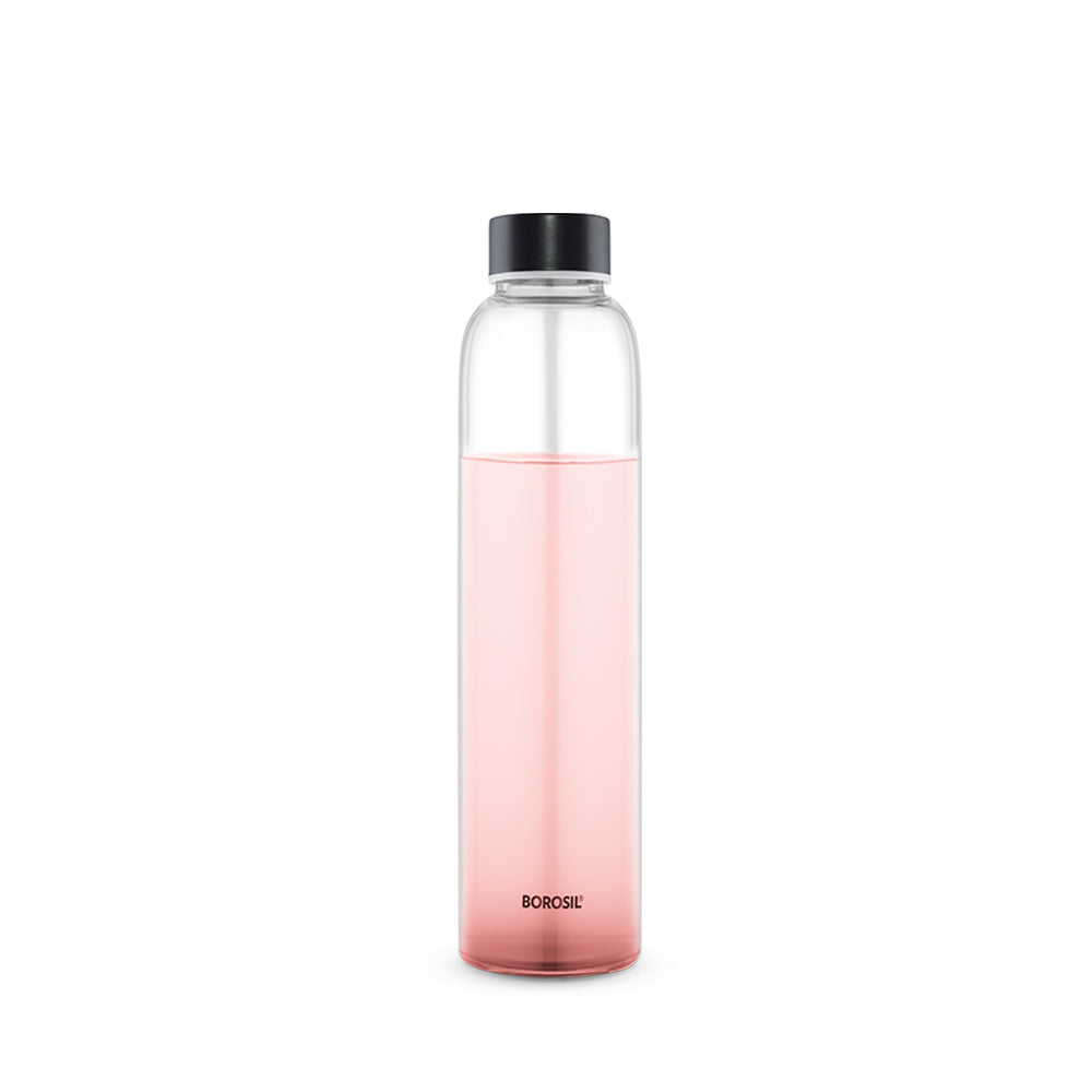 My Borosil Borosilicate Glass Bottles 550 ml Crysto Slim Glass Bottle - Black Lid