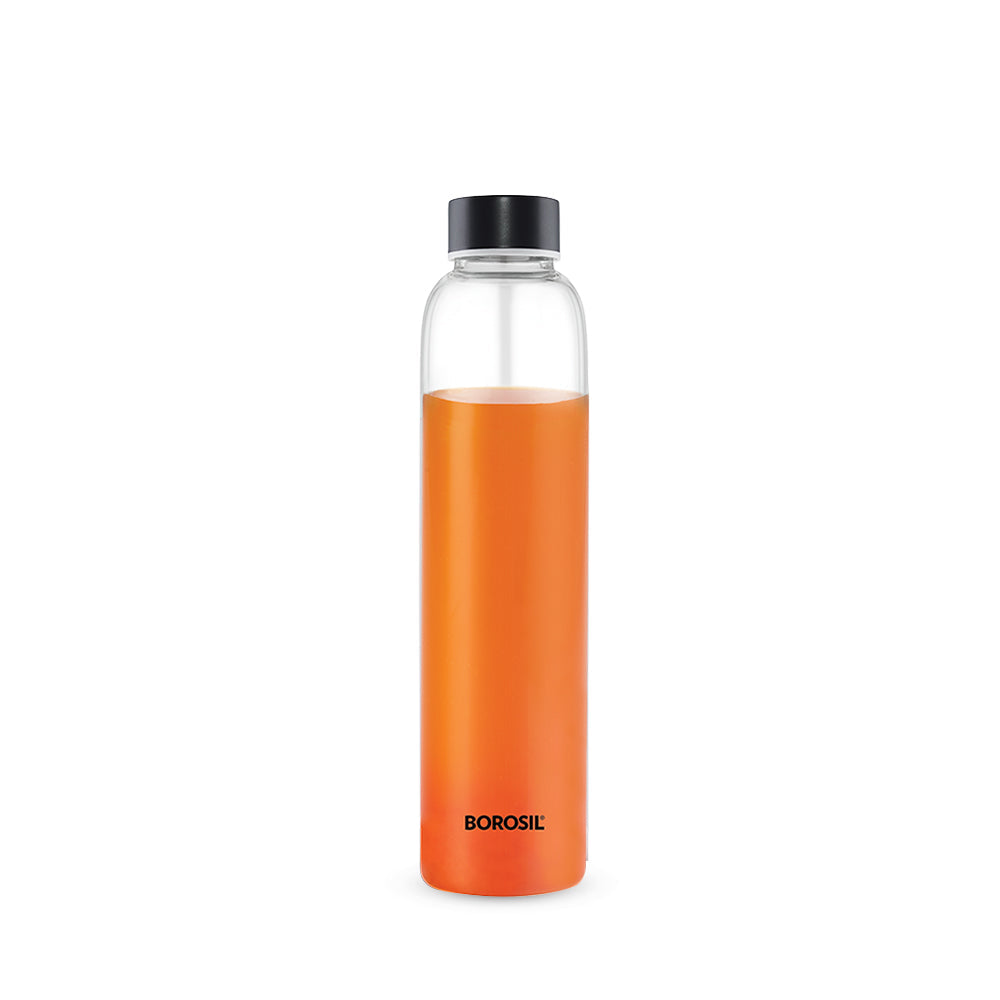 My Borosil Borosilicate Glass Bottles 550 ml Crysto Slim Glass Bottle - Black Lid