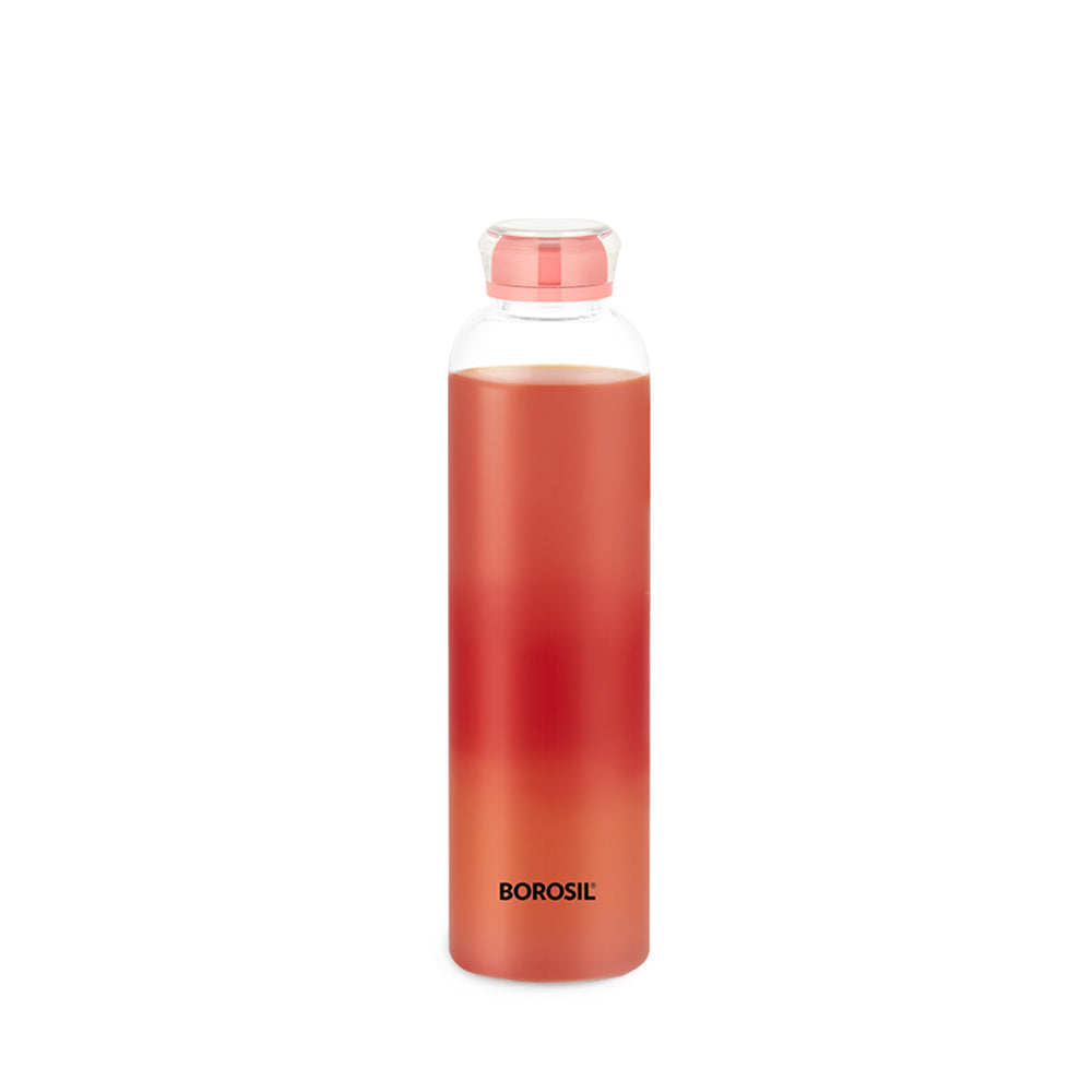 My Borosil Borosilicate Glass Bottles 550 ml Crysto Slim Glass Bottle - Pink Lid