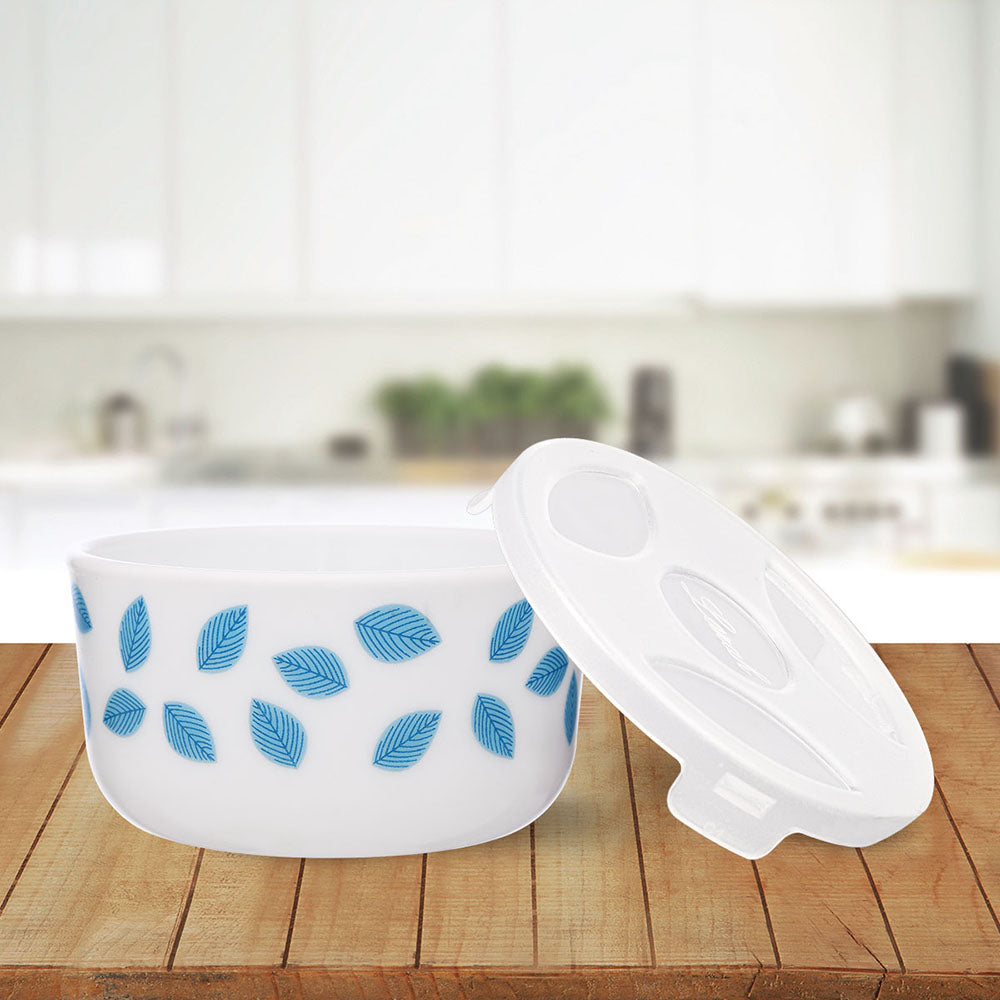 My Borosil Opalware Bowls & Katoris 6 pc Set Blue Leaves Katori w Lid