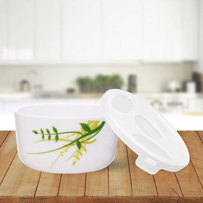 My Borosil Opalware Bowls & Katoris 6 pc Set Green Herbs Katori w Lid