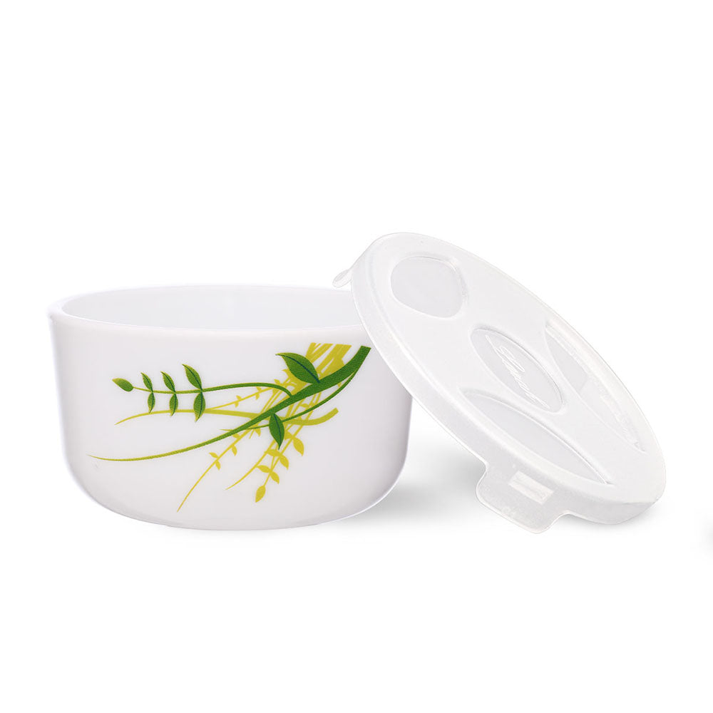 My Borosil Opalware Bowls & Katoris 6 pc Set Green Herbs Katori w Lid