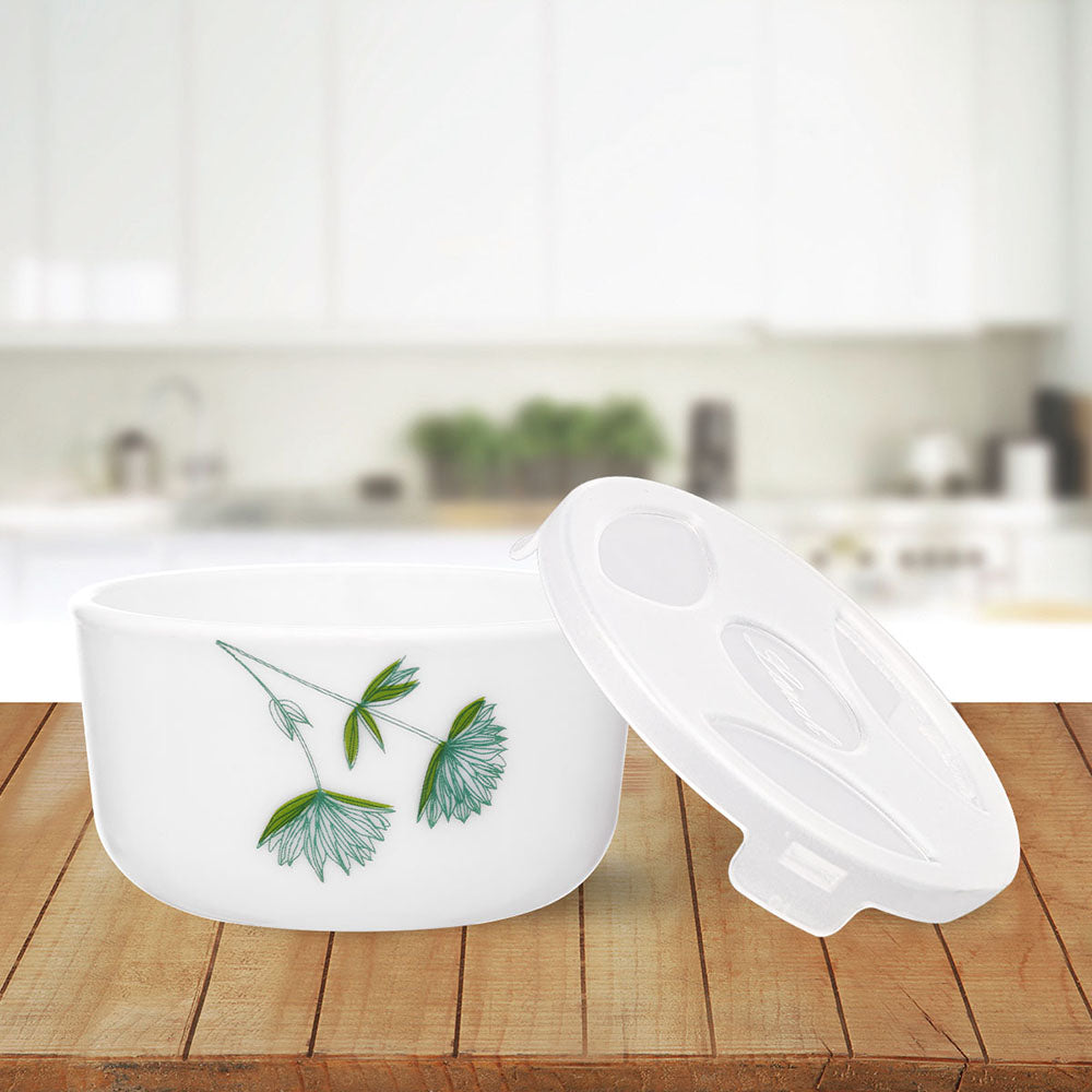 Larah by Borosil Green Lily Katori w Lid, 12 pc