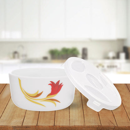 My Borosil Opalware Bowls & Katoris 6 pc Set Red Lily Katori w Lid