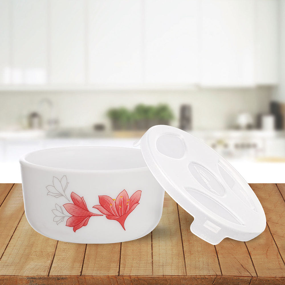 My Borosil Opalware Bowls & Katoris 6 pc Set Ruby Katori w Lid
