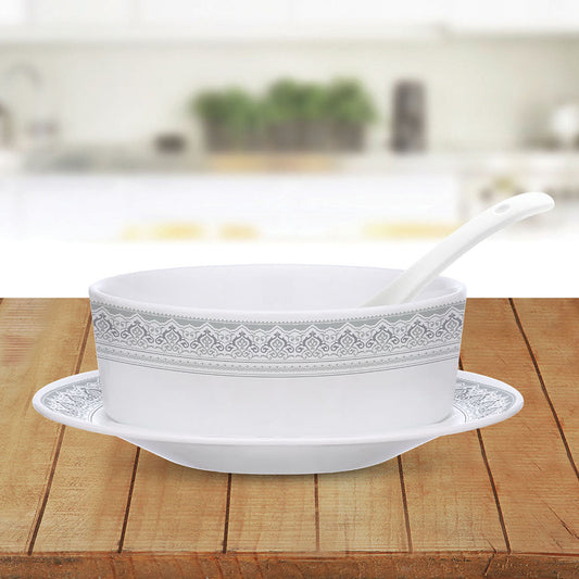My Borosil Glass Bowls & Katoris Serves 6 Classic Soup Bowl w Saucer Set